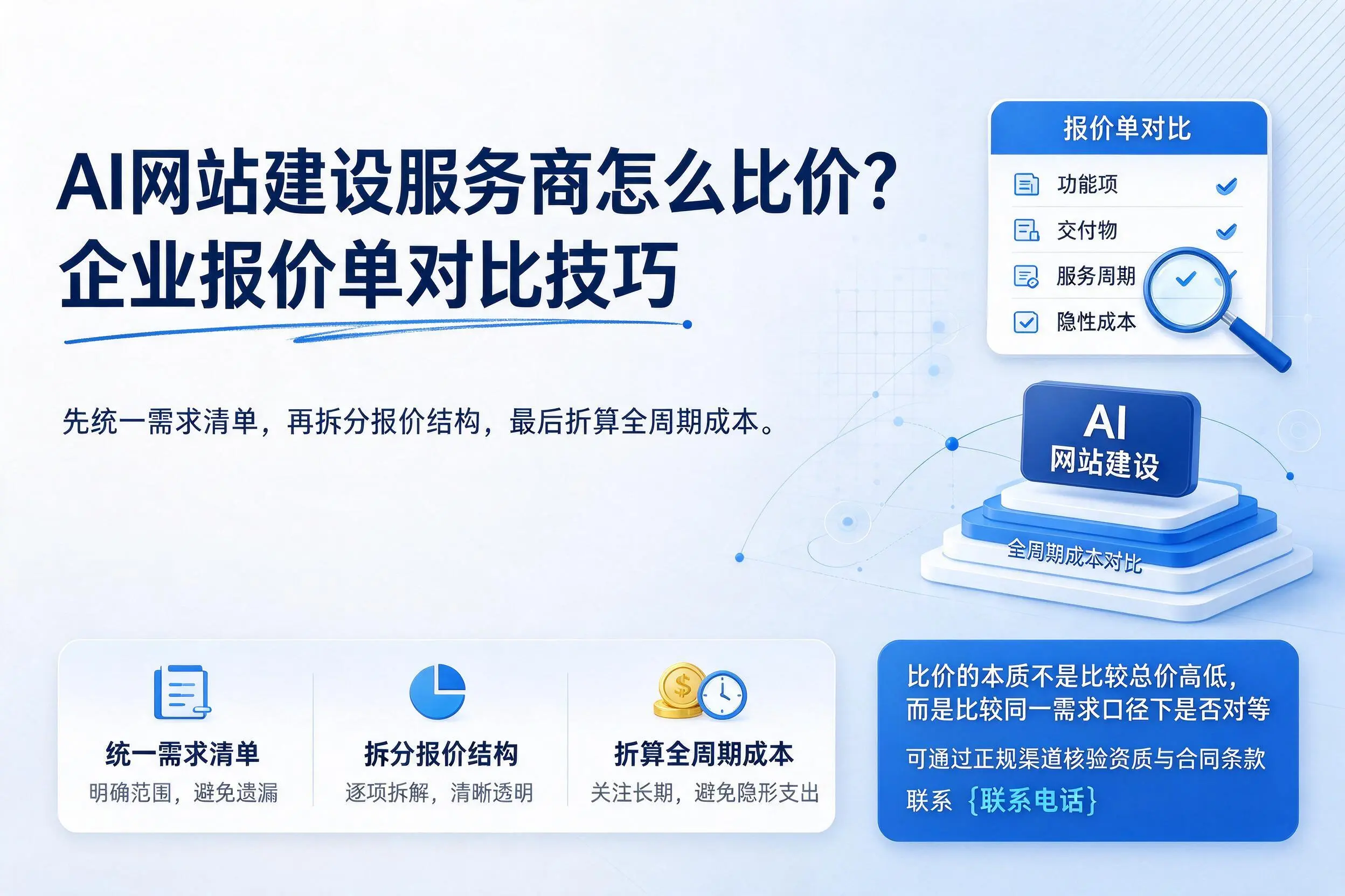 AI网站建设服务商怎么比价?赤峰企业报价单对比技巧