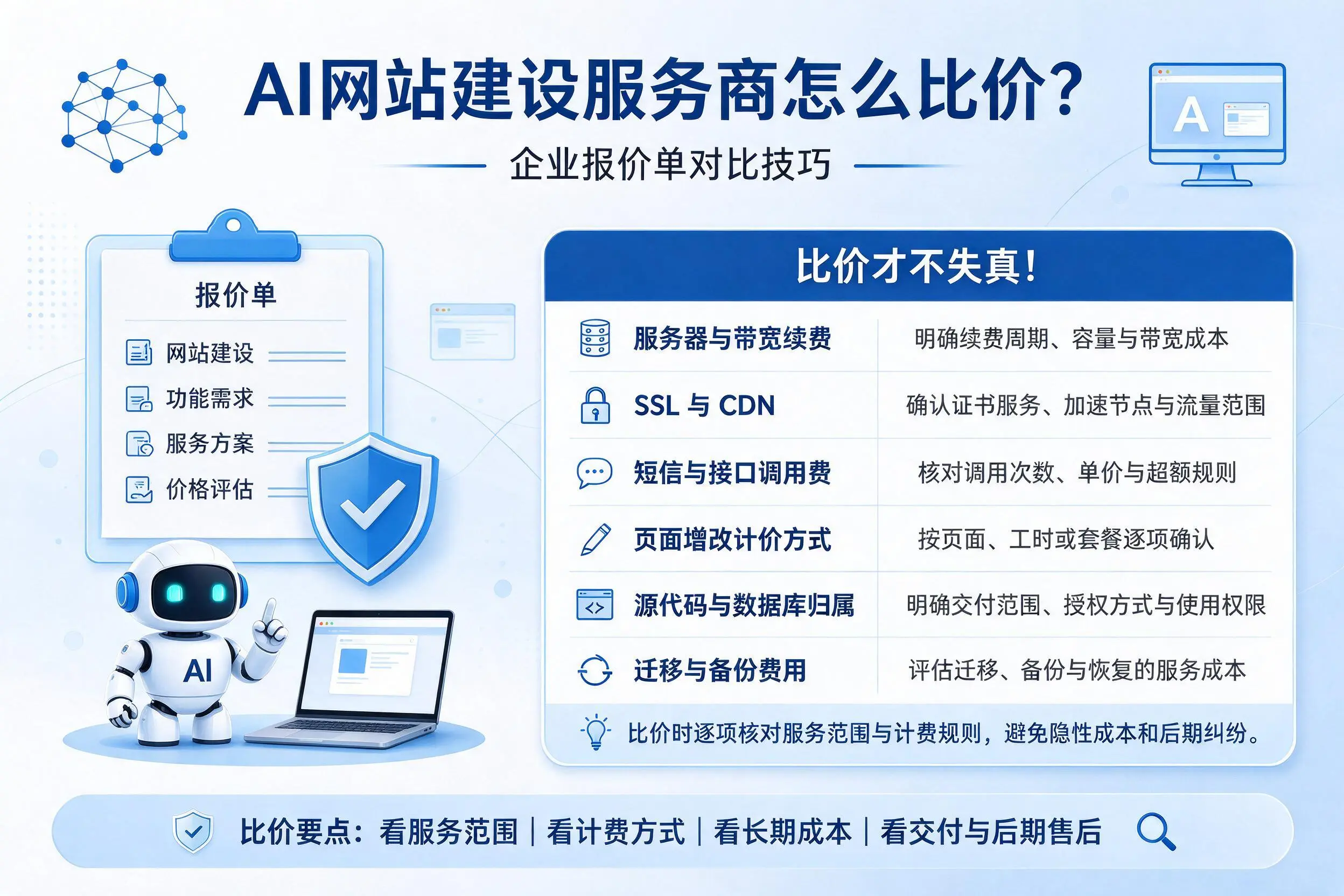 AI网站建设服务商怎么比价?赤峰企业报价单对比技巧